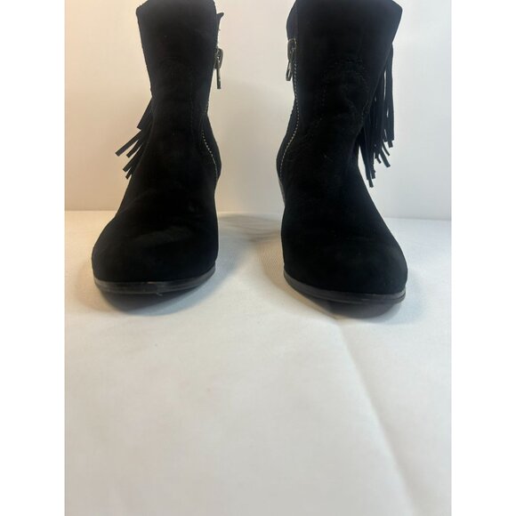SAM EDELMAN Louie Ankle Boot Black Suede Western Fringe, Zip, Women's Size 9.5 - Picture 5 of 12